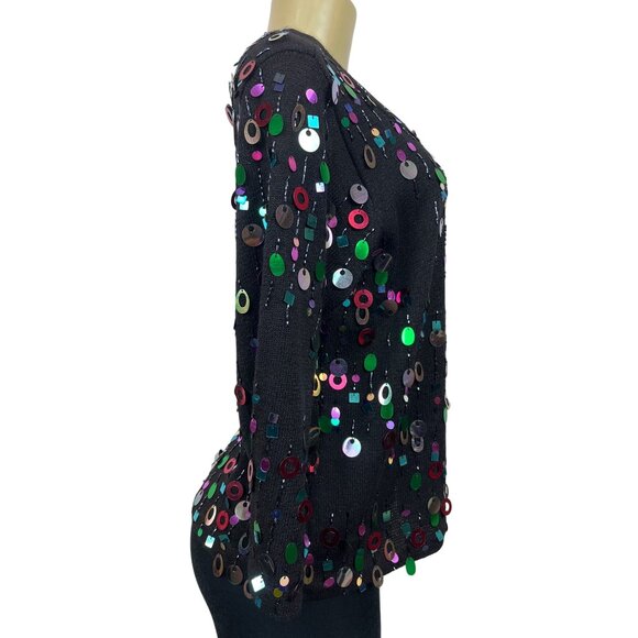 Design Options Womens Colorful Sequin Knit Sweater Size M - Picture 3 of 8